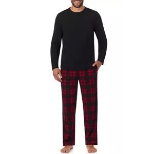 Cuddl Duds Men's Cozy Lodge Sleep Pajama Set Black & Red NEW Small